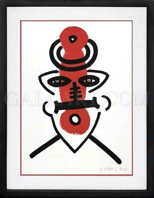 KEITH HARING "PLACA IX" DE LA HISTORIA DE ROJO Y AZUL 1989-90 | ESTADO FIRMADO Foto 1 de 3