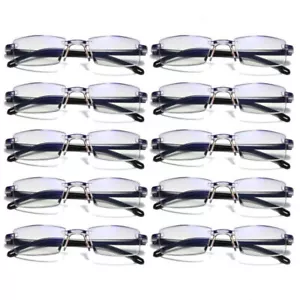 10PK Mens Rectangular Rimless Blue Light Blocking Reading Glasses Unisex Readers - Picture 1 of 20