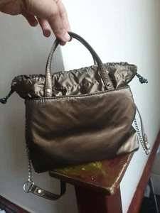 Zara nylon mini City bag with drawstring mocha brown crossbody/ shoulder - Picture 1 of 8