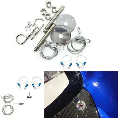 Universal Car Muscle 3/16" Hair Pin Style Sport Hood Pin Engine Locks Studs Set - Image 1 of 4