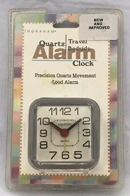 Vintage Ingraham Quartz Travel Bedside Alarm Clock Luminous Hands Retro NOS - Image 1 of 4