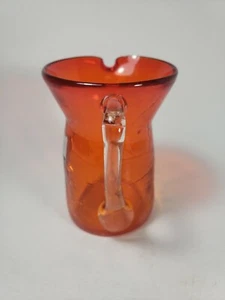Vintage Pilgrim Glass Mouth Blown 4" Amberina Crackled Glass Creamer/Pitcher - Picture 1 of 11
