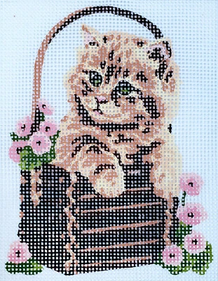 Printed Canvas Half Cross Stitch Embroidery Kit - Kitten 8"x10" 43.202 GobelinL - Image 1 of 3