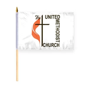 Banderas pequeñas de mano para palo de iglesia metodista de 12"x18", paquete de 10 - Imagen 1 de 1