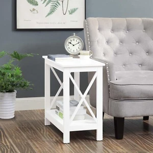 Chair Side Small End Table Thin Narrow Nightstand Wood Living Room Wooden Accent - Picture 1 of 4
