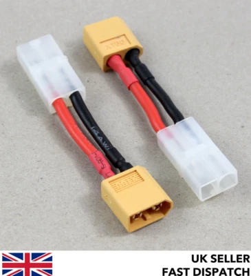 XT60 male to Tamiya female connector lead adaptor/wire/cable 30mm RC LiPo - Image 1 of 4