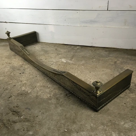 Decorative Victorian Brass Fireplace Fender with Finials Cover