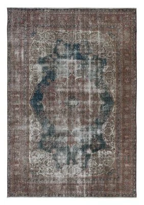 7.7x11 Ft One of a Kind Hand Knotted Turkish Vintage Shabby Chic Large Area Rug - Image 1 of 4