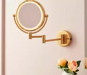 Harbin LED Brass Double-Sided Wall-Mount Makeup Mirror - Brushed Gold - Picture 1 of 1