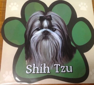 E & S Pets SHIH TZU NIEDLICHER HUND grüner PFOTENABDRUCK Kühlschrank Auto einfaches An- und Ausziehen Magnet 5"x5" - Bild 1 von 3