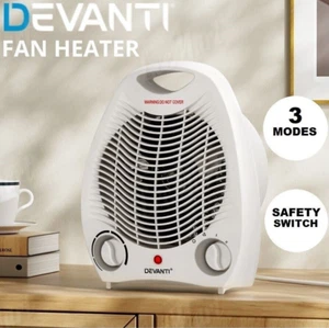 Devanti Electric Fan Heater Portable Room Office Heaters Hot Cool Wind 2000W - Picture 1 of 9