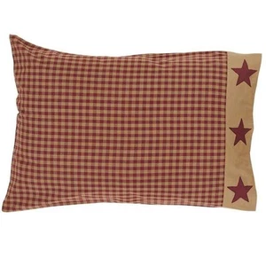 Ninepatch Star Pillow Cases rustic Prim Cottage 21" x 30" - Picture 1 of 1