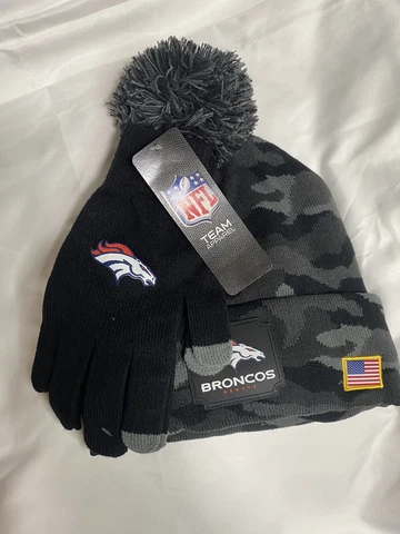 Denver Broncos NFL Beanie And Gloves Salute To Service One Size Gift Set Cover