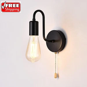 Vintage Glass Wall Sconces with Pull Chain Switch,Bathroom Vanity Wall Light ... - Picture 1 of 7