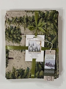 4 Placemats Jacquard Tapestry Gobelin Style Christmas Winter Lithuania NWT - Picture 1 of 4