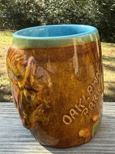 Rare Hot Springs Pottery Arkansas Mug Oaklawn Park Horse Brown Green Blue - Picture 1 of 11