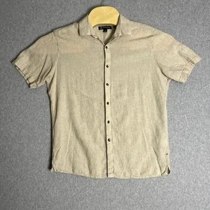 INC International Concepts beigefarbenes Button-Down-Hemd aus Leinenmischung für Herren Größe Small - Bild 1 von 6