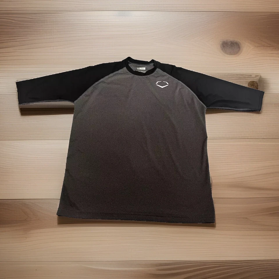 EvoShield Athletic Shirt Raglan Sleeve Crew Neck MEDIUM Mens Gray & Black - Image 1 of 4