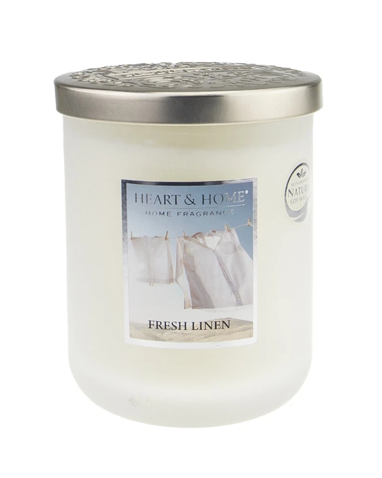 HEART & HOME Duftkerze Frisches Leinen -Fresh Linen-Inhalt: 0,34 Kg(97,03 € / kg)