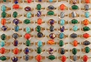 35pcs Wholesale Mixed Lots Assorted Natural Stone Jewelry Lady's Charming Rings - Picture 1 of 8