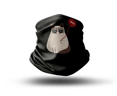 Washable Fabric Face Cover Neck Gaiter Grumpy Cat Meme Design EU Made - Image 1 of 4