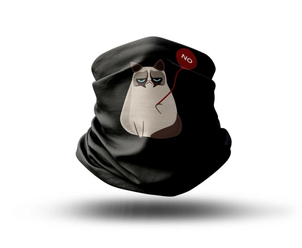 Washable Fabric Face Cover Neck Gaiter Grumpy Cat Meme Design EU Made - Image 1 of 4