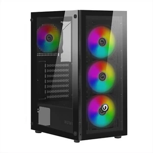 CASE ATX PC GAMING 4 VENTOLE ARGB INDIRIZZABILE FRONTALE E PANNELLO VETRO - Foto 1 di 8