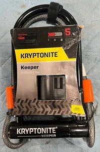 Kryptonite Keeper U-Lock 4 x 8" Keyed Black Includes 4' Cable and Bracket NEW - Picture 1 of 2