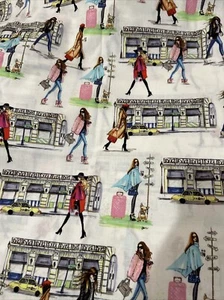 Fashion Week Models City Travel Design Cotton Fabric Bthy - Picture 1 of 2