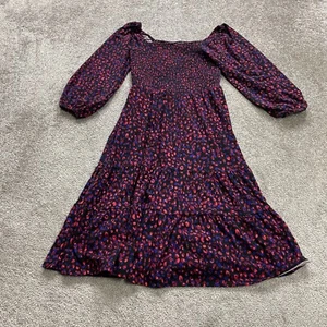Aqua By Bloomingdales Midi Dress Girls Large Multicolor Floral Smock Long Sleeve - Picture 1 of 11