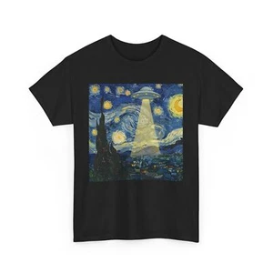 UFO STARRY NIGHT T-Shirt | Elegant Van Gogh Inspired Print - Picture 1 of 15