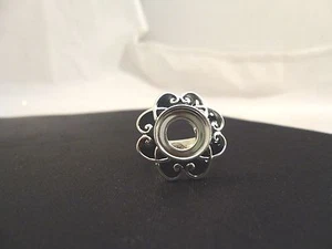 Kameleon JewelPops Black Scroll Flower Ring KR009B Sterling Silver 925 Size 5 - Picture 1 of 7