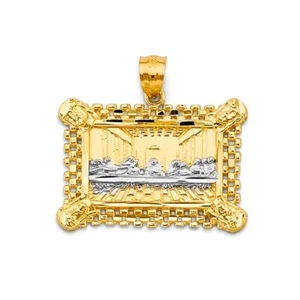 14k Yellow White Gold Last Supper Charm Pendant For Necklace or Chain - Picture 1 of 1