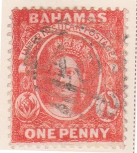 (F193-29) 1865-7 Bahamas 1d one penny vermillion QVIC (AD) (PB58) - Picture 1 of 1