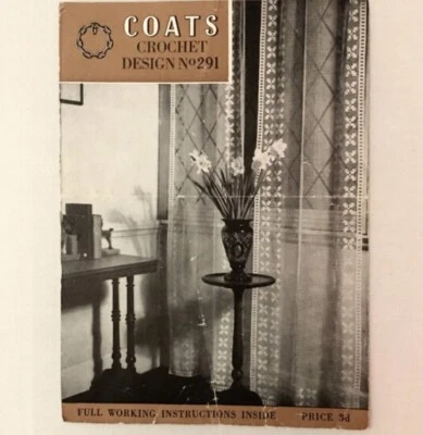 291 - Coats - Curtains in Crochet One Size - Vintage Knitting Pattern Rare 1950s - Image 1 of 2