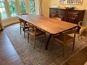 Handcrafted Walnut Dining Table with Unique Curved X-Style Base - Picture 1 of 7