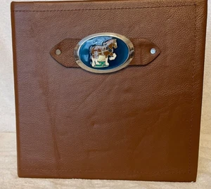 CHESTNUT COWHIDE LEATHER 3 RING BINDER  NEW CLYDESDALE  DRAFT HORSE  BUCKLE - Picture 1 of 3