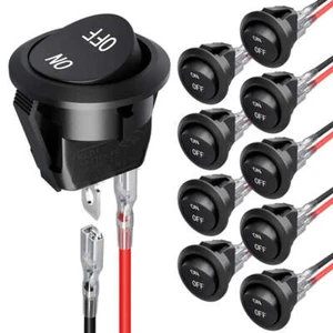 10Pcs Mini Kippschalter Snap-in Wippschalter 19mm Schwarz Rund 230V 12V 24V KFZ - Picture 1 of 9