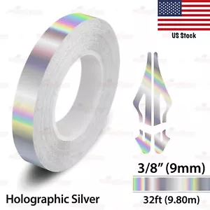 3/8" Vinyl Pinstriping Pin Stripe Styling Tape Sticker 9mm HOLOGRAPHIC SILVER - Bild 1 von 12