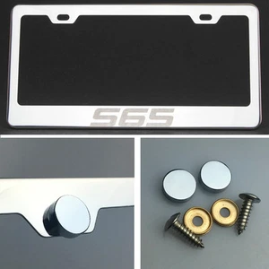 S65 Laser Engraved Polish Stainless Steel License Plate Frame Chrome Screw Cap - Imagen 1 de 12