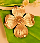 Vintage Crown Trifari Silver Tone 3-D Dogwood Flower Texture Pin Brooch