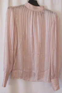 Express Women's Light Pink Blouse with Metallic Stripes Pullover High Neck Med - Picture 1 of 3