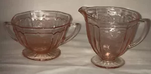 Anchor Hocking MAYFAIR/OPEN ROSE PINK * FOOTED CREAMER & SUGAR* - Picture 1 of 1