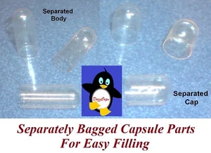 SEPARATED Size 0, Or Size 00 - Empty Vegetarian Self Fill Organic Vegan Capsules - Picture 1 of 4