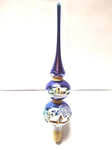 Christbaumspitze blau aus Glas mit 2 Kugeln Baumspitze Christbaumschmuck (641) - Bild 1 von 2