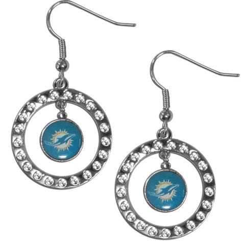 Miami Dolphins Hoop Earrings (Rhinestones) NFL Football Licensed Jewelry Cover
