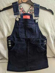 Joules dungaree dress Pinafore size 4yrs blue with flower accents inside - Picture 1 of 5