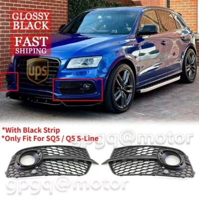 Cubierta de rejilla antiniebla para parachoques delantero Audi SQ5 Q5 S-Line 2013-17 con moldura negra Foto 1 de 4