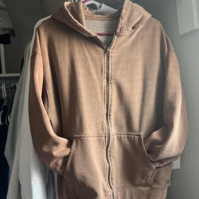 Brandy Melville Bronceado Cremallera Grande Carla Sudadera con Capucha Usada en Excelente Condición Foto 1 de 3