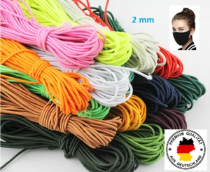 10 meter Mund und Nasen Maske Gummiband Grau Rundgummi Gummikordel ca.1,8- 2 mm - Picture 1 of 12